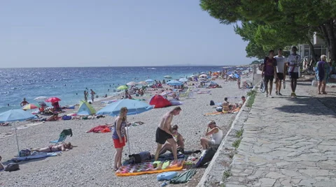 Primosten pebble beach Stock Footage 45826695