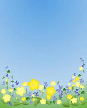 Primroses and violets Stock Illustration