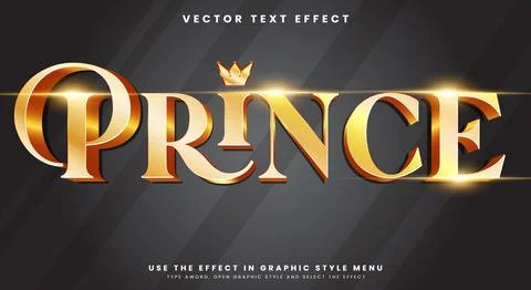 Prince 3d editable text effect Template Stock Illustration