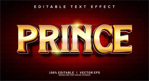 Prince 3d vector text effect style design Stock Illustration