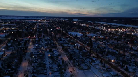 Prince Albert, Saskatchewan in the Winter at Dusk Stock Footage 338343192