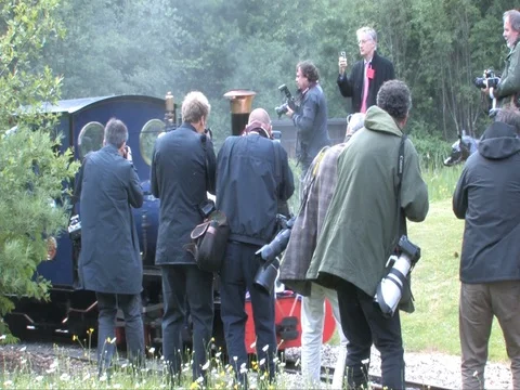 Prince Charles drives a train. 스톡 동영상 96702703
