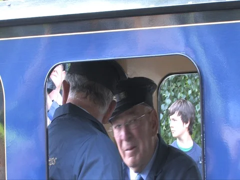 Prince Charles drives a train Video stock 96704885