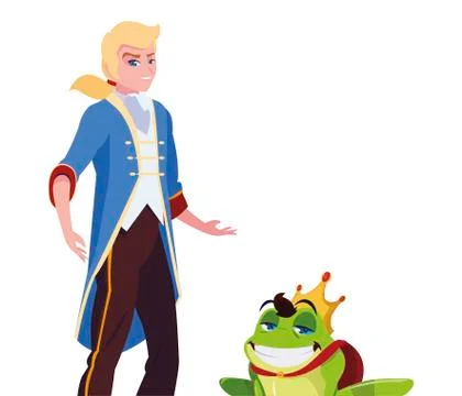 Prince charming and toad of tales characters Stock Illustration