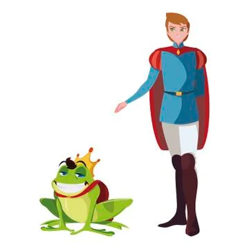 Prince charming and toad of tales characters Stock Illustration