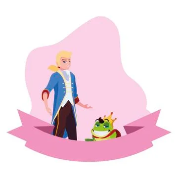 Prince charming and toad of tales characters Stock Illustration