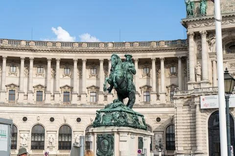 Prince Eugene Equestrian Statue in Front of Neue Burg Hofburg Palace Centra.. Stock Photos