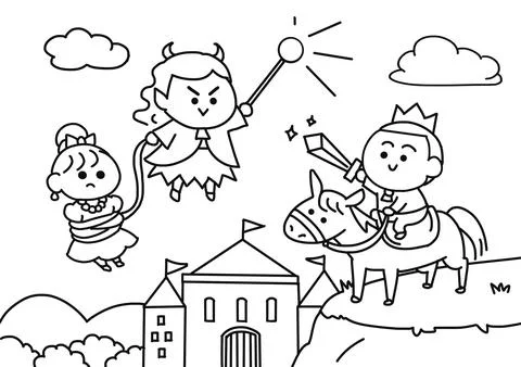 The prince is fighting with the witch. Stock Illustration