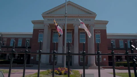 Prince Georges County Courthouse Pan up Center Stock Footage 243037566