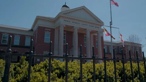 Prince Georges County Courthouse Pan up Right Video stock 243037599