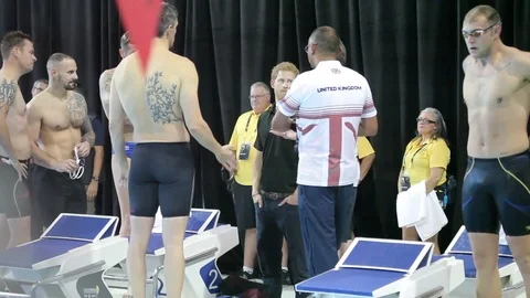 Prince Harry interacts with athletes competing in the 2017 Invictus Games - 2017 Stock Footage 86380949