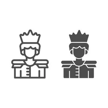 Prince line and solid icon, fairytale concept, king sign on white background Illustrazione stock