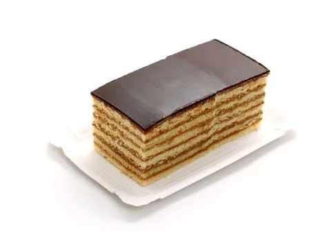 Prince Regent cake, thin layers of biscuit with chocolate Stock Photos