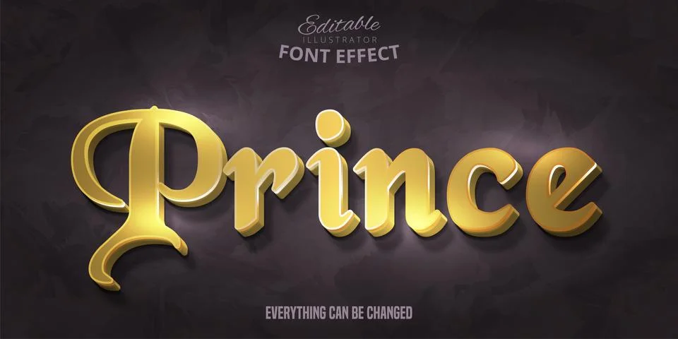 Prince text, 3d editable font effect Stock Illustration