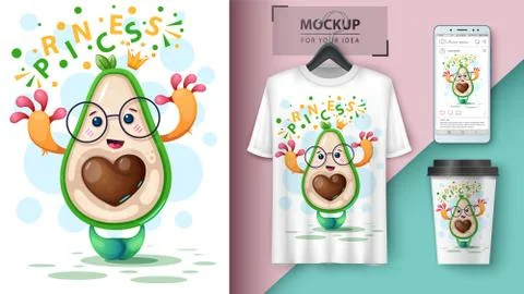 Princes avocado - mockup for your idea. Stock Illustration