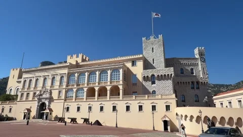 Prince's Palace Monaco - Wide Daytime View Stock Footage 346565102