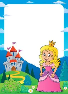 Princess and castle theme frame Stock Illustration