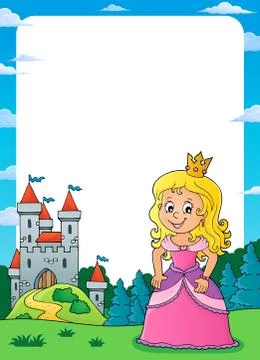 Princess and castle theme frame Stock Illustration