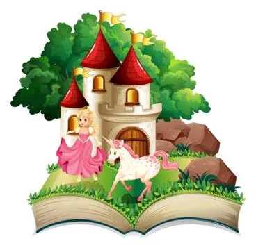 Princess and unicorn Stock Illustration