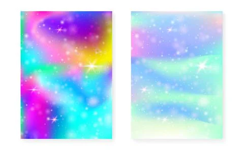 Princess background with kawaii rainbow gradient. Magic unicorn Stock Illustration