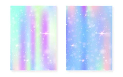 Princess background with kawaii rainbow gradient. Magic unicorn Stock Illustration