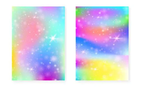 Princess background with kawaii rainbow gradient. Magic unicorn Stock Illustration