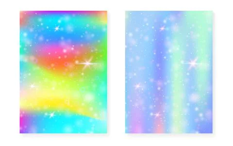 Princess background with kawaii rainbow gradient. Magic unicorn Stock Illustration