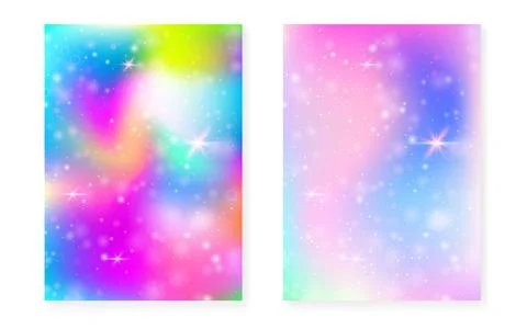 Princess background with kawaii rainbow gradient. Magic unicorn Stock Illustration