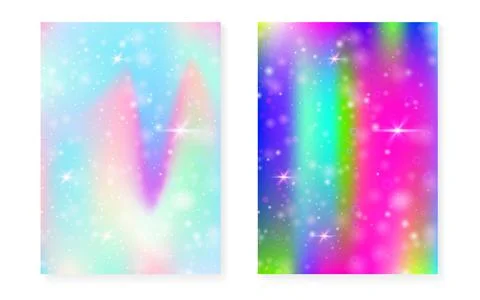 Princess background with kawaii rainbow gradient. Magic unicorn Stock Illustration
