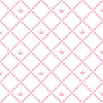 Princess Background Pattern with Pink Crown Stock Vector Illustration Stock Illustration