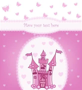 Princess card with Magic Castle Stock Illustration
