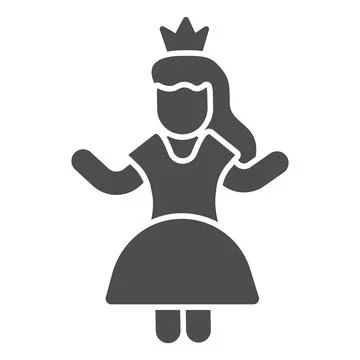 Princess in carnival dress solid icon, fairytale concept, Princess sign on white イラスト素材