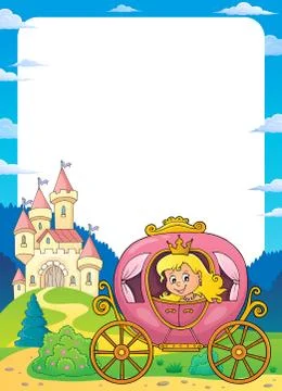 Princess in carriage theme frame Stock Illustration