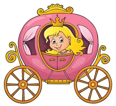 Princess in carriage theme image Stock Illustration