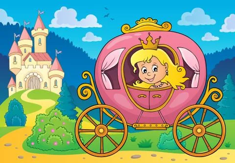 Princess in carriage theme image Stock Illustration