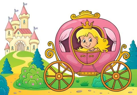 Princess in carriage theme image Stock Illustration