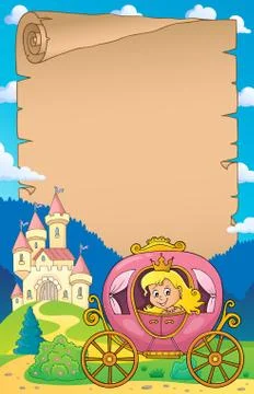 Princess in carriage theme parchment Stock Illustration