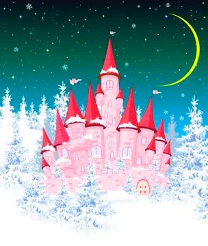 Princess castle winter night Stock-Illustration