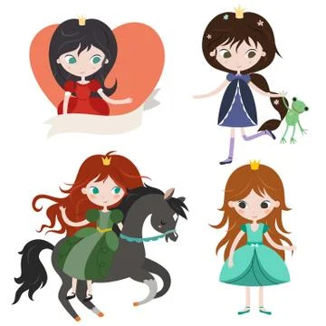 Princess collection, isolated on white background Stock-Illustration