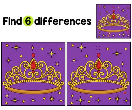 Princess Crown Find The Differences Stock Illustration
