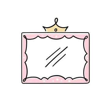 Princess crown mirror doodle frame Stock Illustration