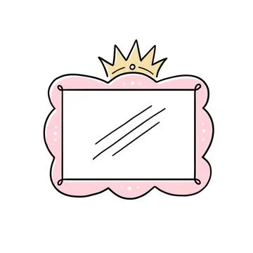 Princess crown mirror doodle frame Stock Illustration
