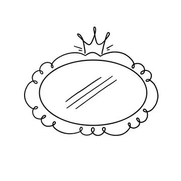Princess crown mirror doodle frame Stock Illustration