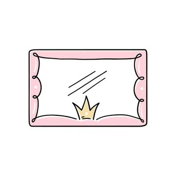 Princess crown mirror doodle frame Stock Illustration