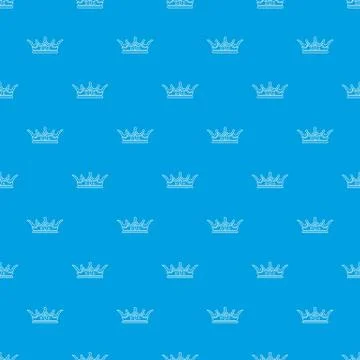 Princess crown pattern vector seamless blue Stock Illustration