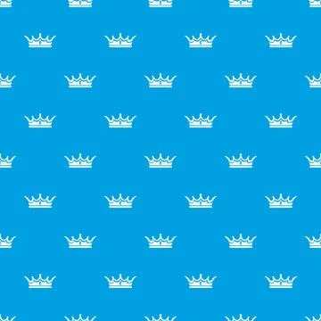 Princess crown pattern vector seamless blue Stock Illustration