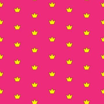 Princess Crown Seamless Pattern Background Vector Illustration Stock Illustration