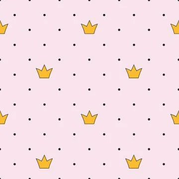 Princess Crown Seamless Pattern Background Vector Illustration イラスト素材
