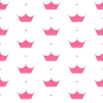 Princess Crown Seamless Pattern Background Vector Illustration. Stock Illustration