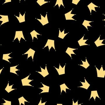 Princess Crown Seamless Pattern Background Vector Illustration Stock Illustration